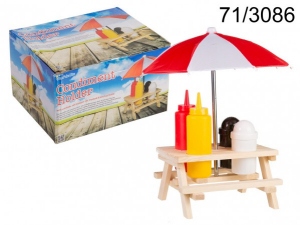 Spice holder wood Picnic table II with beach umbrella