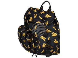 Rucksack mit Seitentaschen Bananen schwarz