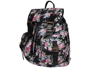 Backpack with side pockets Floral black