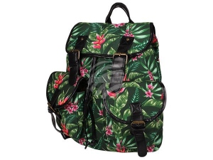 Backpack with side pockets Plants green