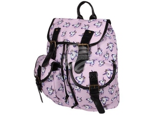 Rucksack mit Seitentaschen Einhrner rosa