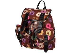 Backpack with side pockets Donuts brown