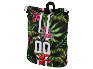 Backpack with roll closure Jungle 00 green/black/pink