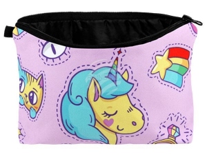 Cosmetic bag with motive Unicorn and symbols multicolor