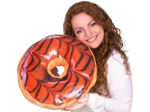 Donut Kissen Helle Schokoladenglasur