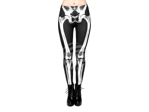 Damen Motiv Leggings Design Knochen Farbe schwarz