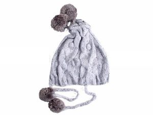 Knitted Hat with 2 pompoms Model 32 blue