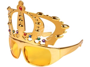Brille Partybrille Funbrille Krone gold mit Steinen
