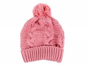 Knitted Hat with bobble Model 30 pink