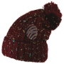 Knitted cap and colorful speckles with bobble red