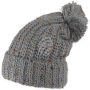 Knitted cap and colorful speckles with bobble light gray