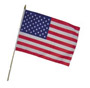 Flag at wood staff USA