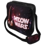 Messenger Bag Motivo Meow Wars negro/rojo