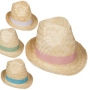 Straw hat with ribbon Sorted in 4 colors